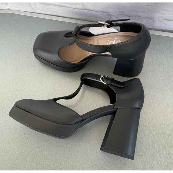Pop Women Black Block Heel Platform Y2K Mary Jane Dress Shoes Size 9M - Picture 2 of 10